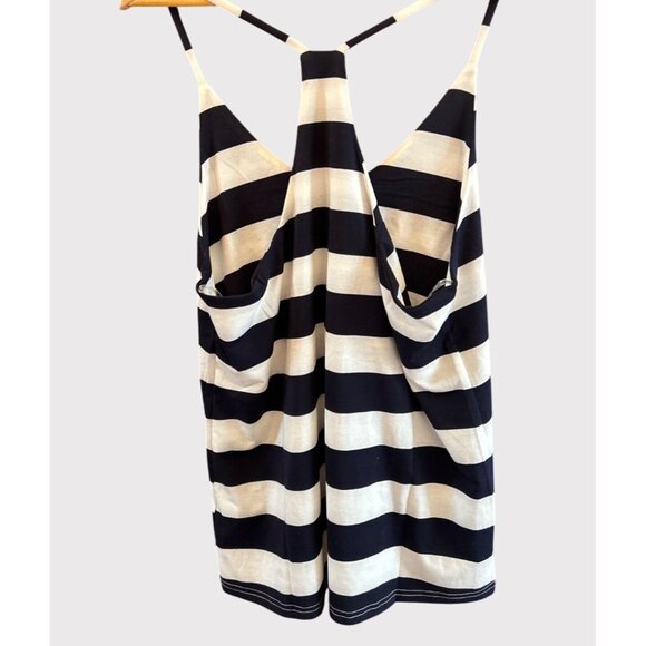 NWT Cezele Navy Blue White Striped Racer Back Cami Large Resortwear Nautical - Picture 2 of 4
